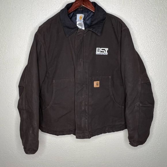 Vintage Carhartt J22 DKB Brown Canvas Quilt Lined Jacket Large - Picture 1 of 5